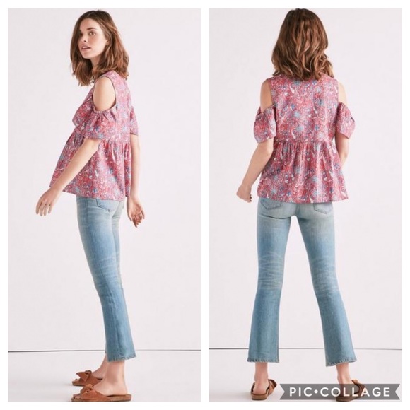 Lucky Brand Tops - Lucky Brand Cold Shoulder Babydoll Top Size Large